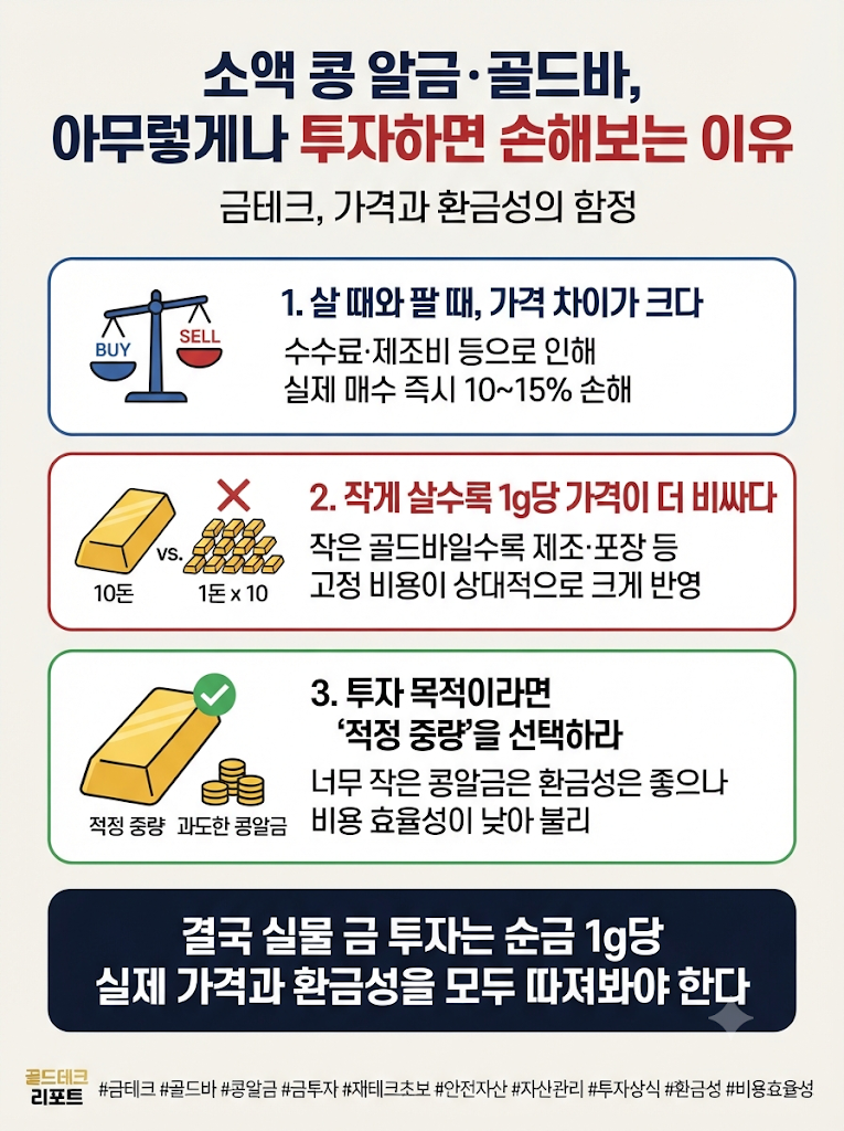 금테크, 작은 골드바, 소액 투자 아무렇게 하면 안되는 이유