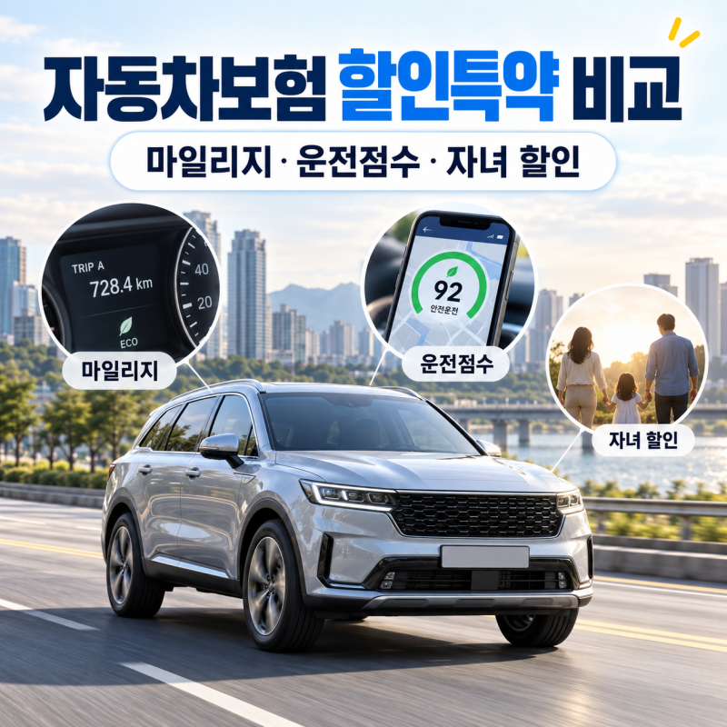 2026 다이렉트 자동차보험 회사별 할인 특약 비교｜마일리지·운전점수·자녀 할인