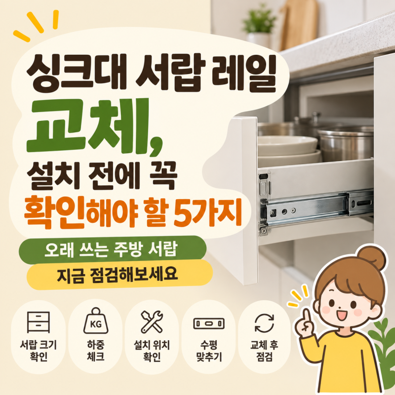 싱크대 서랍 레일 교체, 설치 전에 꼭 확인해야 할 5가지