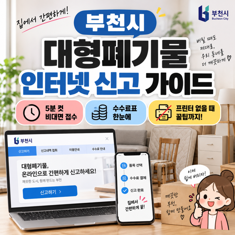 부천시대형폐기물인터넷신고 방법｜수수료·프린터 없을 때 꿀팁 총정리