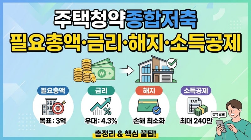 2026 주택청약종합저축 총정리: 필요총액·금리·해지·소득공제 완벽 가이드