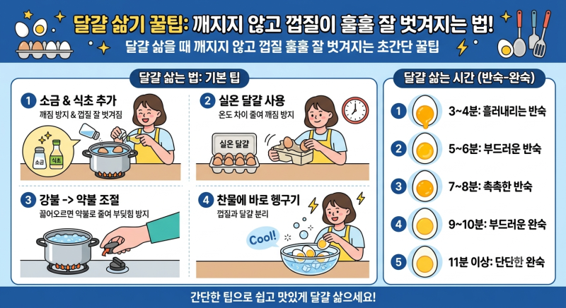 달걀 삶을 때 깨지지 않고 껍질 훌훌 잘 벗겨지는 초간단 꿀팁
