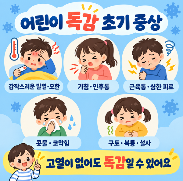 2026 어린이 독감 초기 증상｜감기·코로나 차이, 검사 시기·격리기간