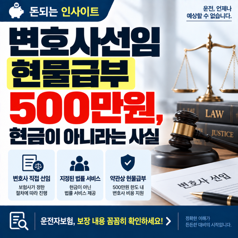 운전자보험 변호사선임 현물급부 500만원, 현금이 아니라는 사실