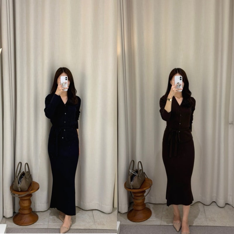 SIE 시에 서울 도산 (세레나 소프트 리브드 가디건,스커트 스탠다드 롱 기장 비교)