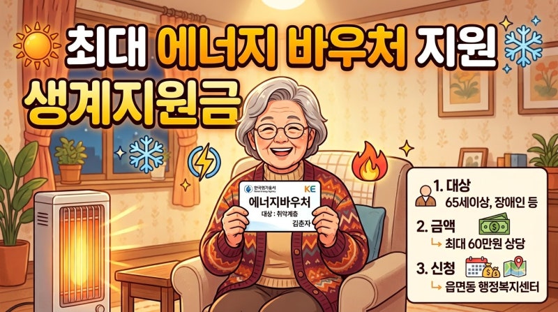 에너지바우처 누가 받을 수 있을까? 복지혜택 민생지원금 에너지바우처 65세 대상·금액·신....