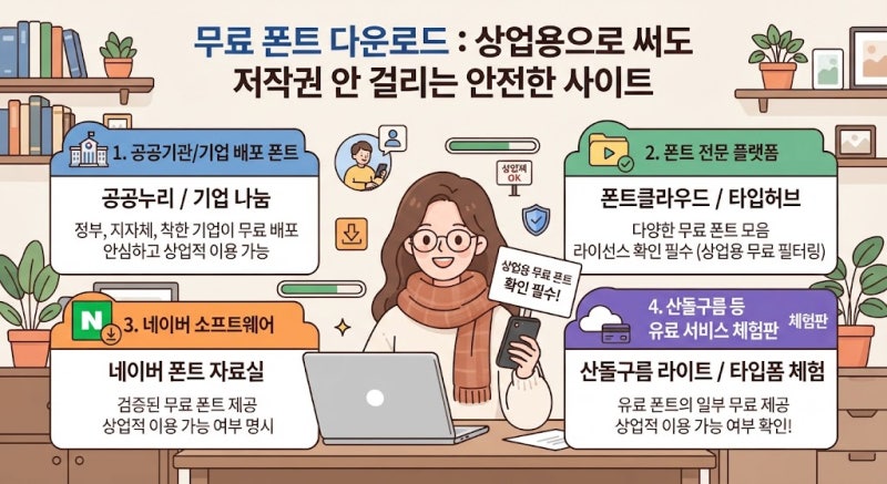 무료 폰트 다운로드, 상업용으로 써도 저작권 걱정 적은 안전한 사이트 총정리