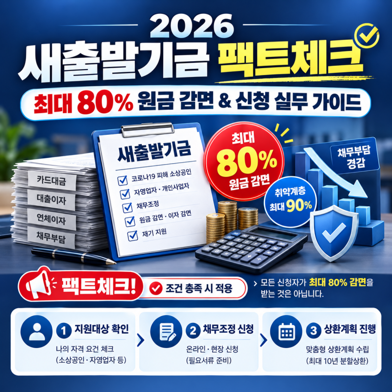 2026 새출발기금 신청 대상 및 채무조정 감면 조건 (신청 전 주의할 단점)