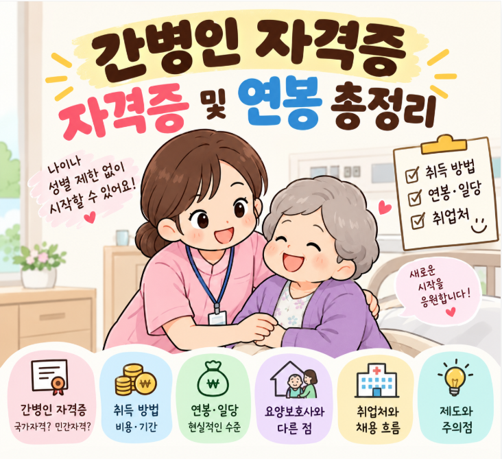 간병인 자격증 취득 정보 및 연봉 총정리