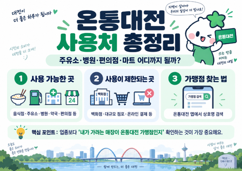 온통대전 사용처 총정리! 주유소·병원·편의점·마트 어디까지 될까?