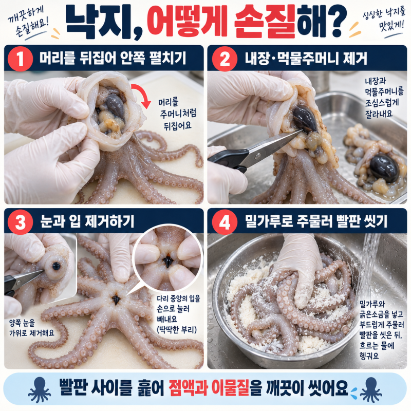 낙지 어떻게 손질해? 내장·눈·입 제거하고 빨판까지 씻는 방법