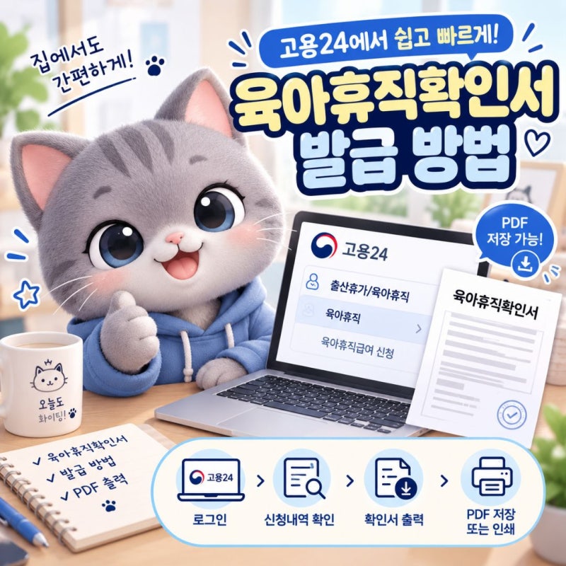 육아휴직확인서 발급 방법 고용24 PDF출력하기