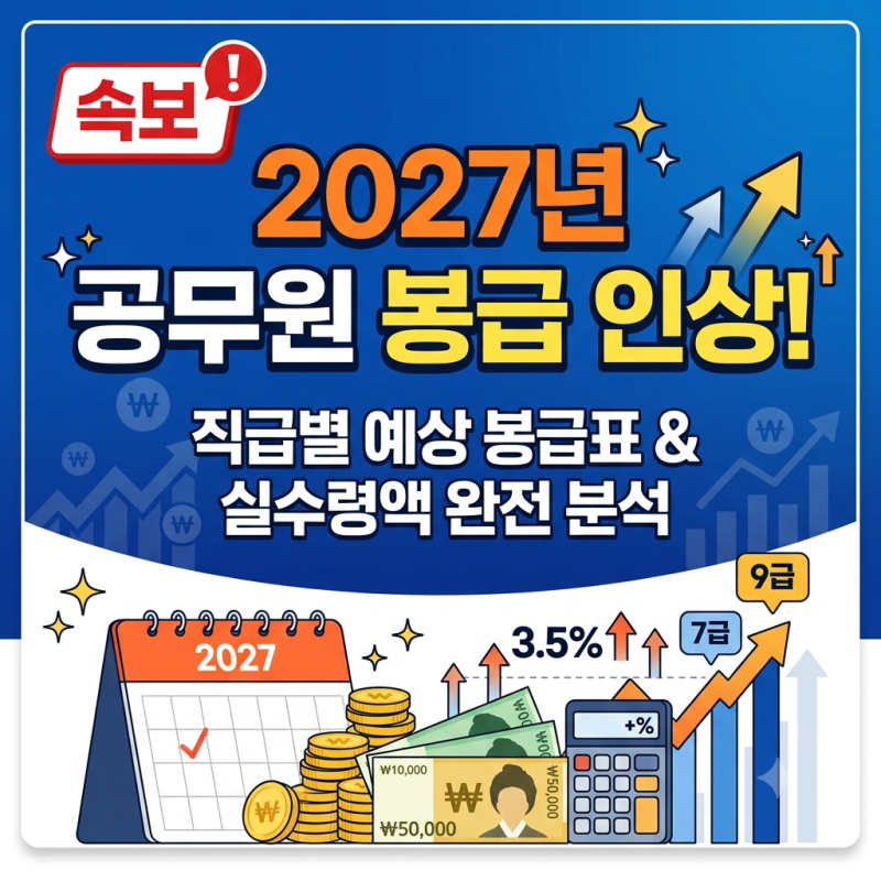 2027년 공무원 월급 급여 3.9% 인상률 정리!