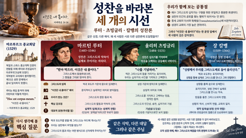성찬을 바라본 세 개의 시선 - 루터·츠빙글리·칼뱅의 성찬론