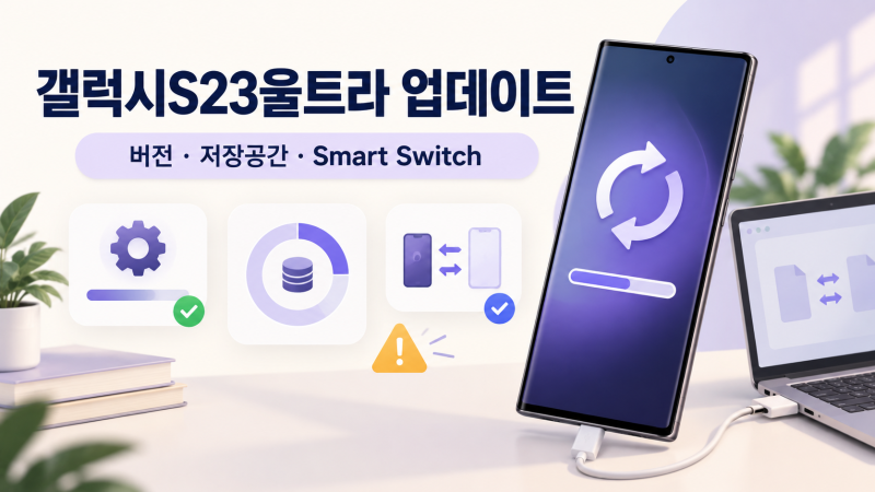 갤럭시S23울트라 업데이트 안 될 때, 버전·용량·Smart Switch 점검 순서