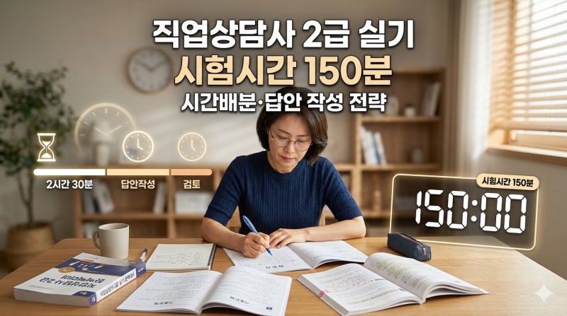 직업상담사 2급 실기 시험시간 150분｜시간배분·문제풀이·답안 작성 전략