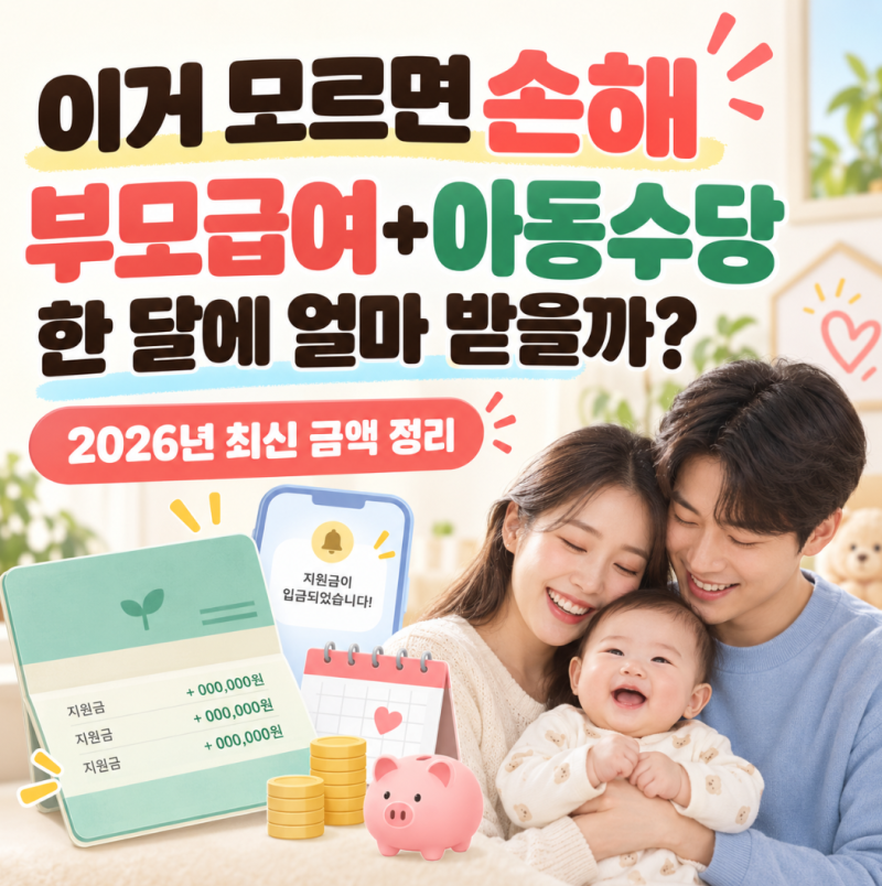 "이거 모르면 손해" 부모급여+아동수당 한 달에 얼마 받을까? 2026년 최신 금액 정리