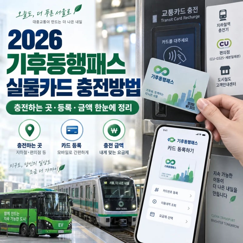 2026 기후동행패스 실물카드 충전방법 충전하는 곳 등록 금액 한눈에 정리