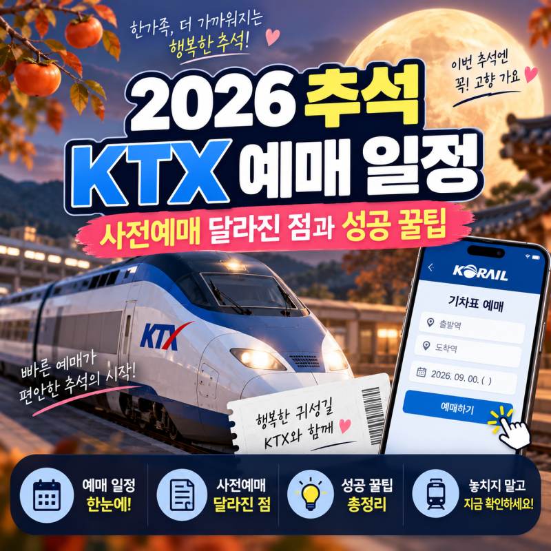 2026 추석 KTX 예매 일정 사전예매 달라진 점과 성공 꿀팁