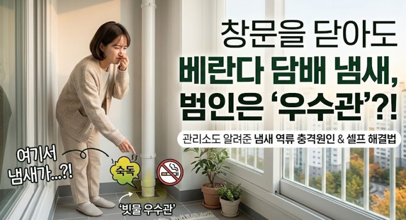 베란다 문만 열면 풍기던 담배 냄새… 1만 원대 우수관 트랩 커버 10분 셀프 설치 후기