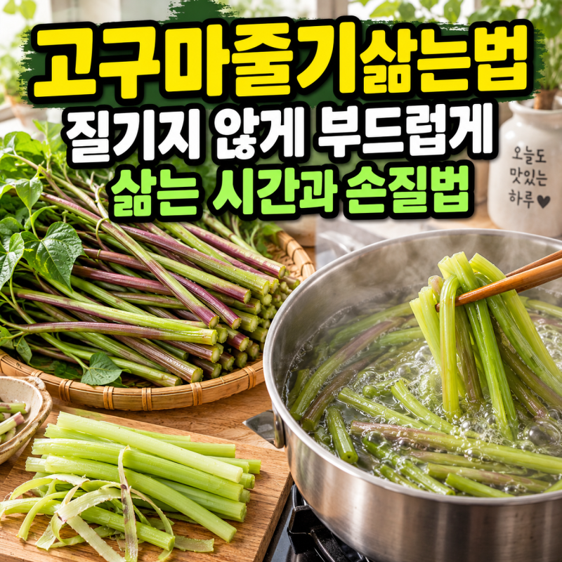 고구마줄기삶는법 질기지 않게 부드럽게 삶는 시간과 손질법