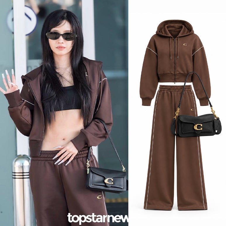 아이들 소연 가을 공항패션, 코치 트레이닝복에 소프트 태비 숄더 백 20