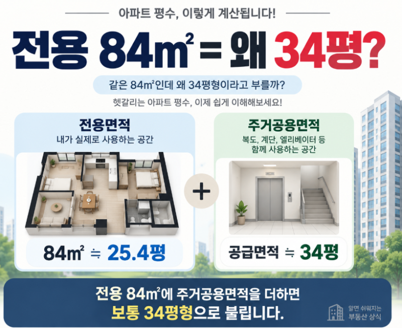 전용 84㎡는 왜 34평이라고 할까? 아파트 평수 계산 쉽게 이해하기