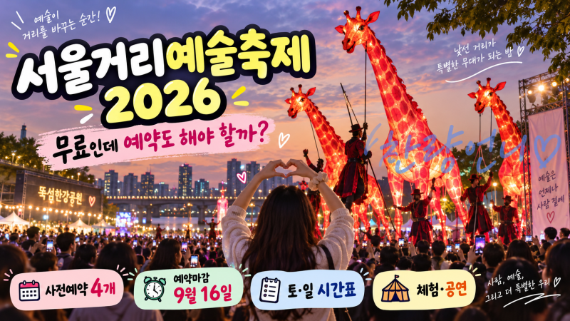 서울거리예술축제 2026 무료인데 예약도 해야 할까? 뚝섬한강공원 축제 일정·공연 정리