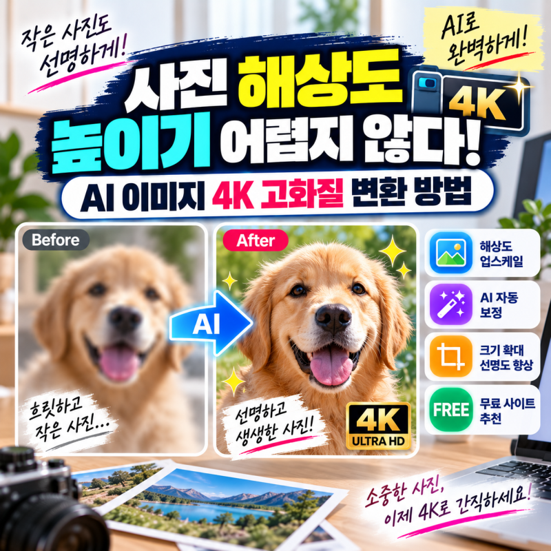 사진 해상도 높이기 어렵지 않다｜AI 이미지 4K 고화질 변환 방법