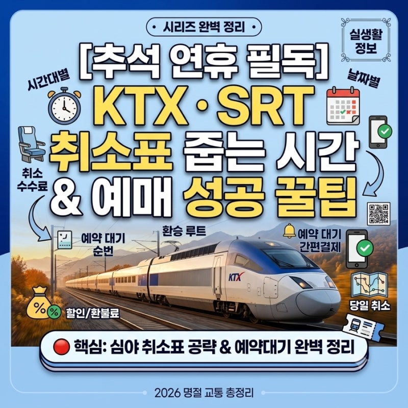2026 추석 기차표 KTX·SRT 취소표 줍는 시간대 & 성공 꿀팁 총정리