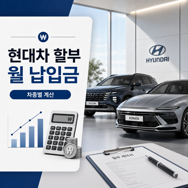 현대자동차 할부 월 납입금 얼마일까? 차종별 계산 방법과 월 부담금 알아보기