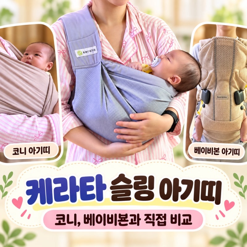 케라타 슬링 아기띠 후기, 혼자 착용하기 쉬울까? 코니,베이비뵨과 직접 써본 비교