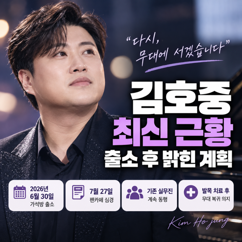 김호중 최신 근황 총정리｜가석방 출소 후 팬카페 심경·소속사·복귀 계획