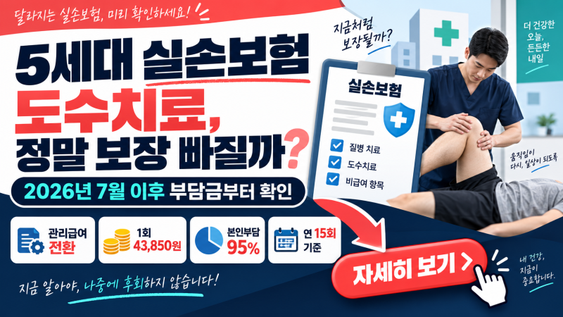 5세대 실손보험 도수치료, 정말 보장 빠질까? 2026 관리급여 전환 후 부담금 총정리