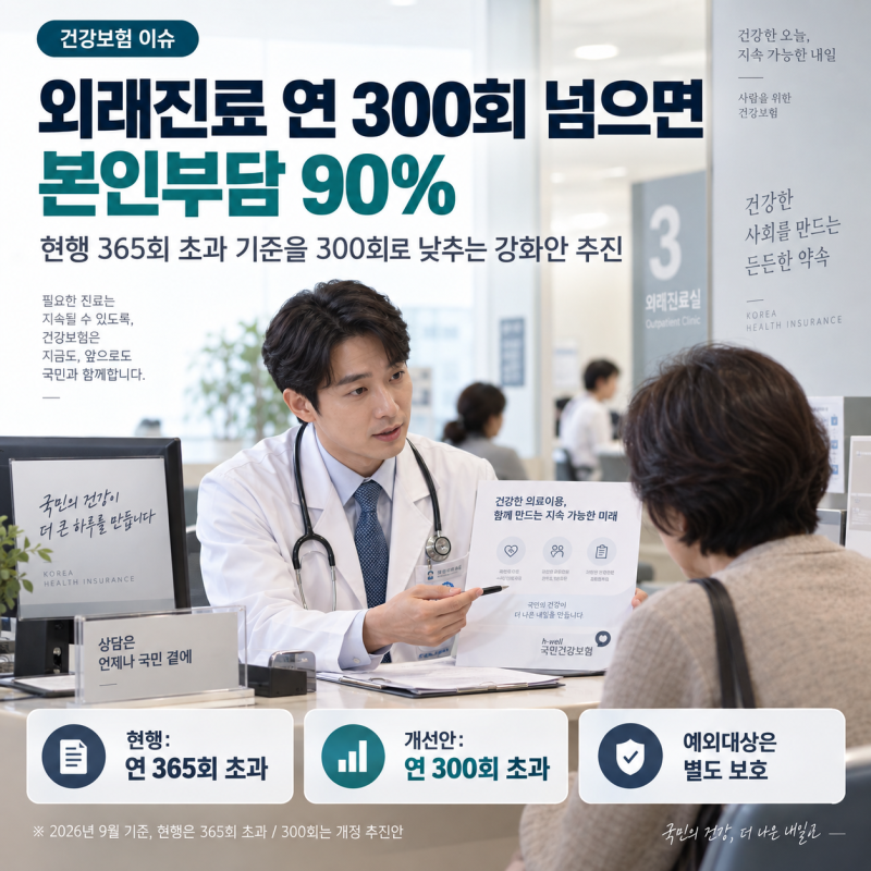 외래진료 연 300회 넘으면 본인부담률 90% 적용
