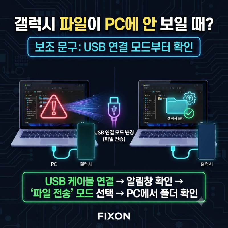 갤럭시를 PC에 연결했는데 파일이 안 보일 때? USB 파일 전송 안 되는 경우 해결 순서