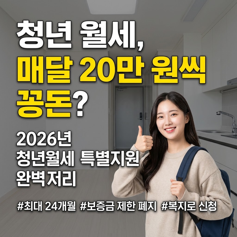 "최대 480만 원 공짜로 지원받는다고?" 2026 청년월세 특별지원 자격 조건과 복지로 신청 팁