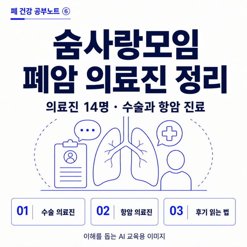 [폐 건강 공부노트 ⑥] 숨사랑모임에서 언급되는 폐암 의료진 14명 | 수술·항암 진료와 후기 ....