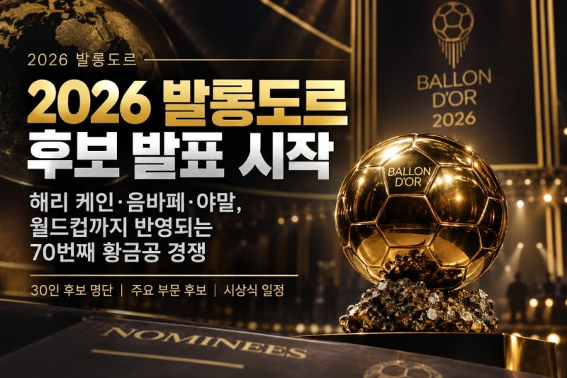 2026 발롱도르 후보 발표 시작…해리 케인·음바페·야말, 월드컵까지 반영되는 70번째 황금공 ....