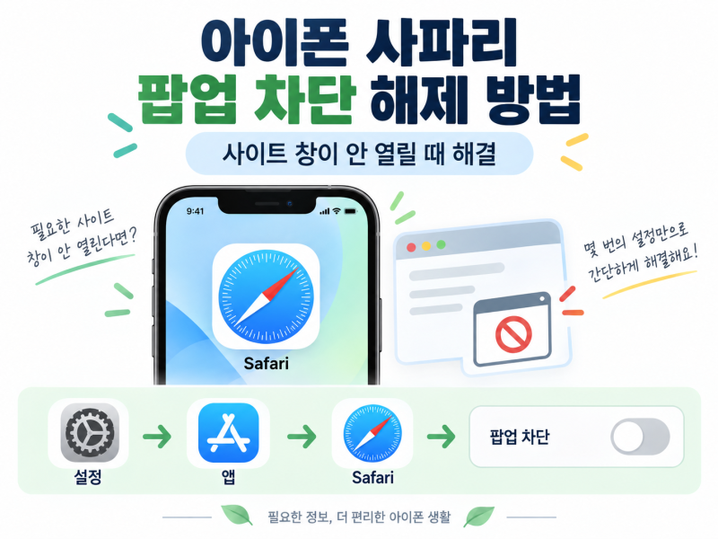 아이폰 사파리 팝업 차단 해제 방법｜사이트 창이 안 열릴 때
