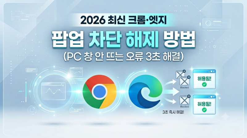 [2026 최신] 크롬·엣지 팝업 차단 해제 방법 (PC 창 안뜨는 오류 3초 해결)