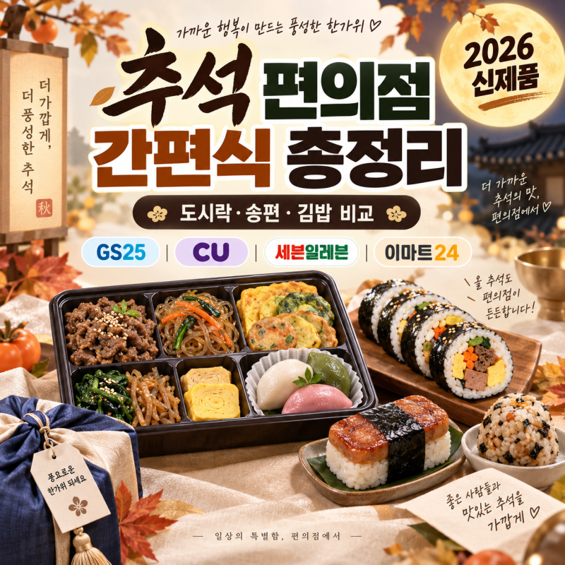 2026 추석 편의점 간편식 신제품 총정리: GS25·CU·세븐일레븐·이마트24 비교