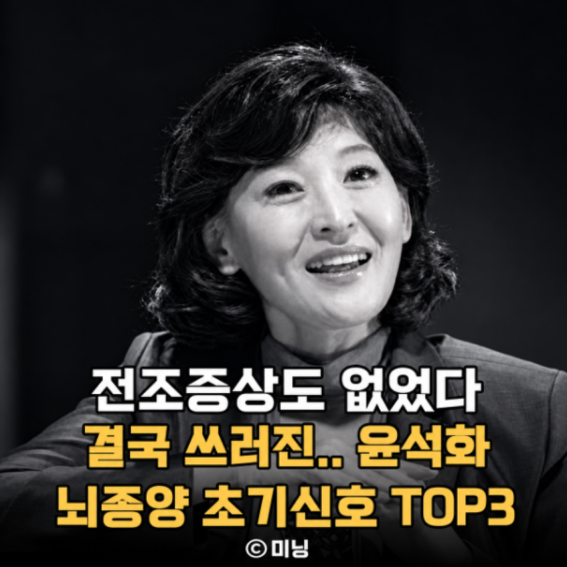 “전조증상도 없이 쓰러졌다” 故 윤석화, 놓치기 쉬운 악성 뇌종양 초기신호 TOP3