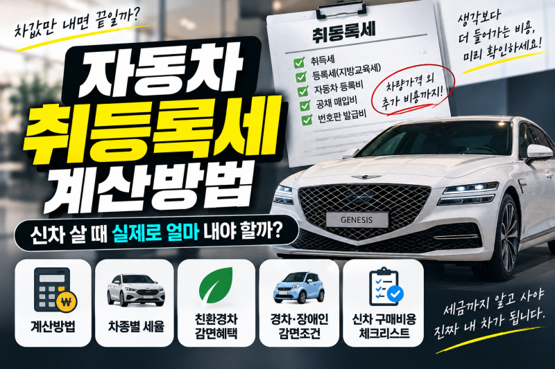 자동차 취등록세 계산방법｜신차 살 때 실제로 얼마 내야 할까?