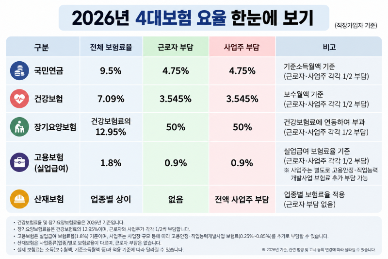 2026년 4대보험 요율 총정리｜인사담당자가 알려주는 급여공제·취득·상실 실무
