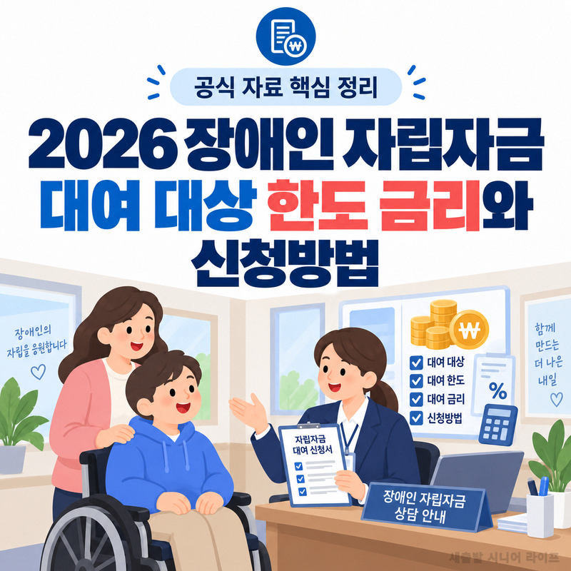 2026 장애인 자립자금 대여 대상 한도 금리와 신청방법