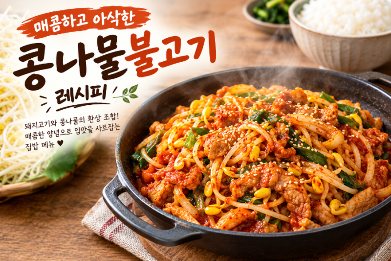콩나물불고기 레시피｜돼지고기 콩나물로 만드는 매콤한 콩불
