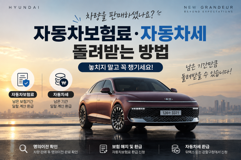 자동차 판매 후 꼭 확인하세요!자동차보험료·자동차세 환급받는 방법