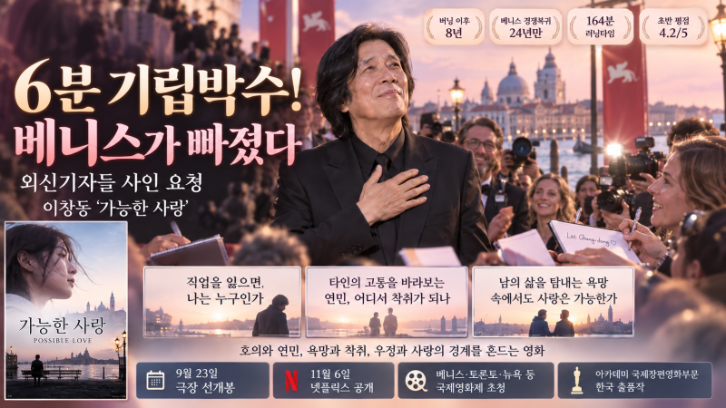 6분간 기립박수! 외신기자들도 사인받으려 몰려들어! 이창동의 가능한 사랑에 빠져든 베니스....