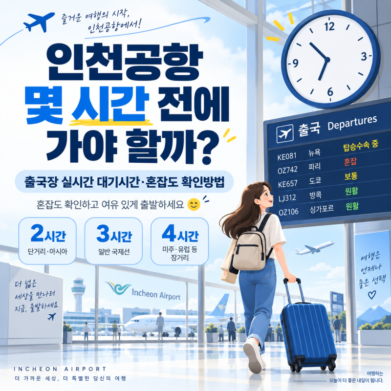 2026 인천공항 몇 시간 전에 가야 할까?｜출국장 실시간 대기시간·혼잡도 확인방법